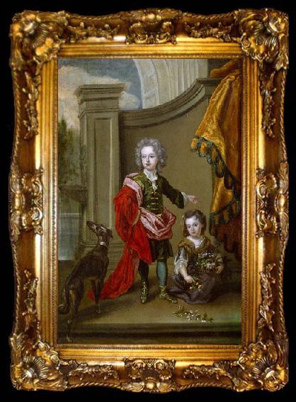 framed  Sir Godfrey Kneller Richard Boyle, 3rd Earl of Burlington (1694-1753) and his sister Lady Jane Boyle, ta009-2